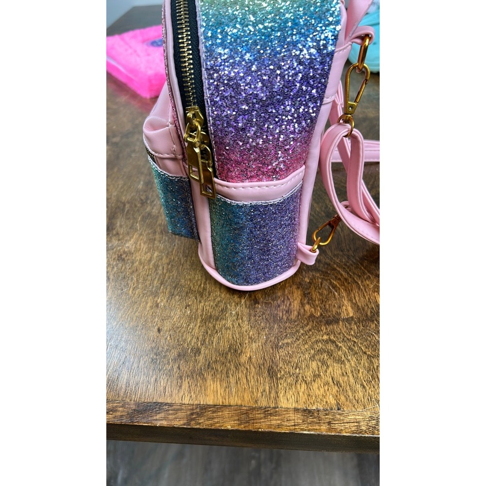 Glitter Rainbow Mini Backpack Cute Small Backpack Purse Shoulder Bag - Picture 5 of 12